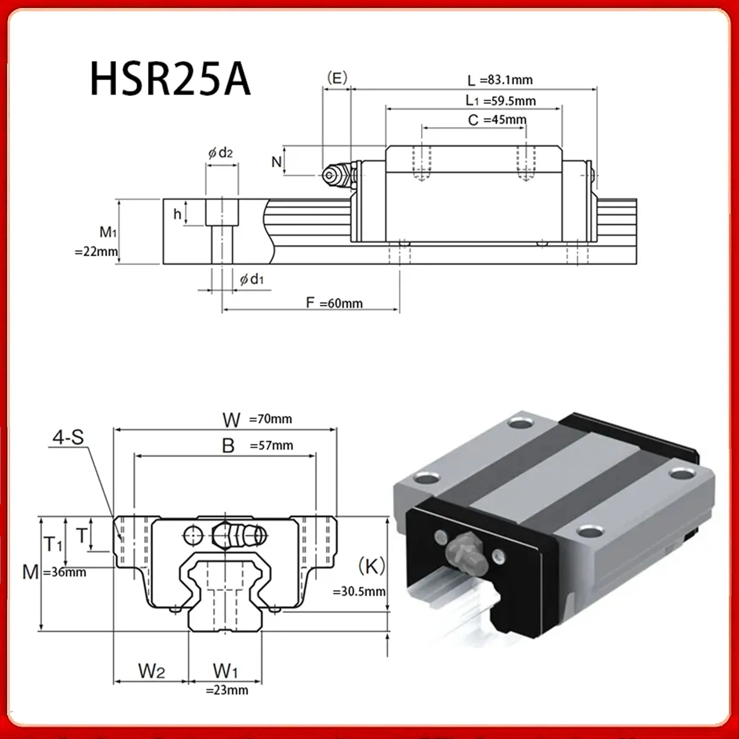 Imagem -06 - Thk Guia Linear Trilho Deslizante Hsr25a Hsr 25a Hsr25 Hsr25a1uu Hsr25a1ss gk Original Bloco de Transporte