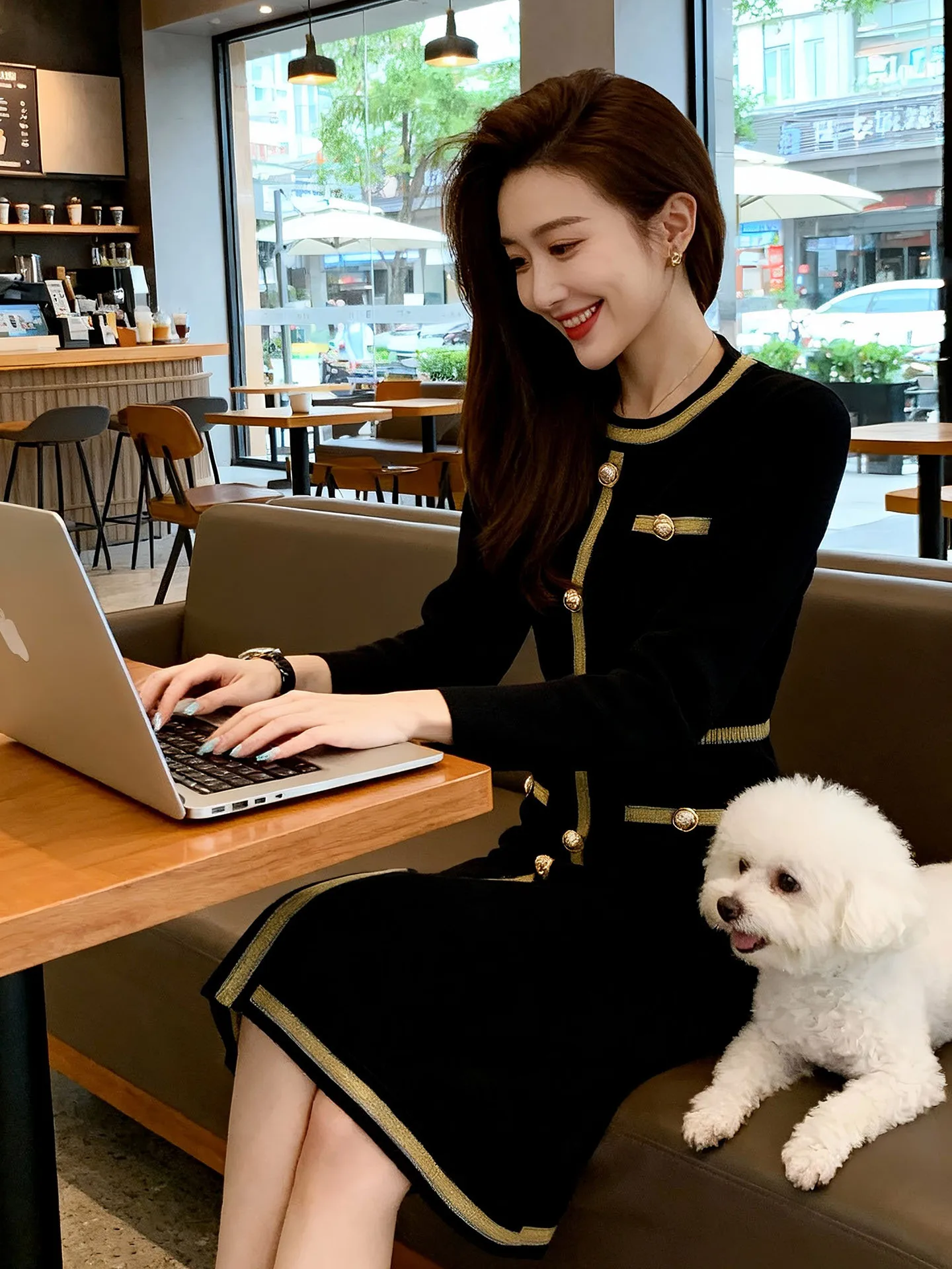 

Осенне-зимнее вязаное платье для женщин 2025 года, новое, облегающее, с длинным рукавом, базовый слой, повседневное, с высокой талией, H-образный силуэт