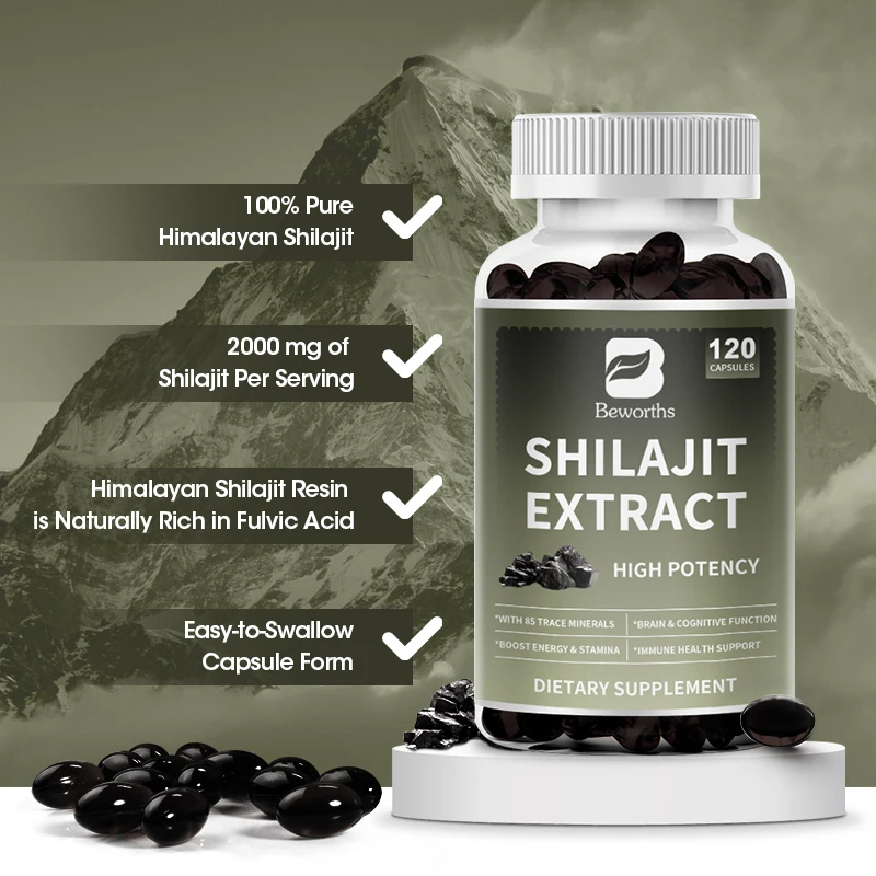 Beworths Original Himalaya 100% Pure Organic Shilajit Capsules 200Mg Rich In Fulvic&minerals Female Hormone Balance Male Health