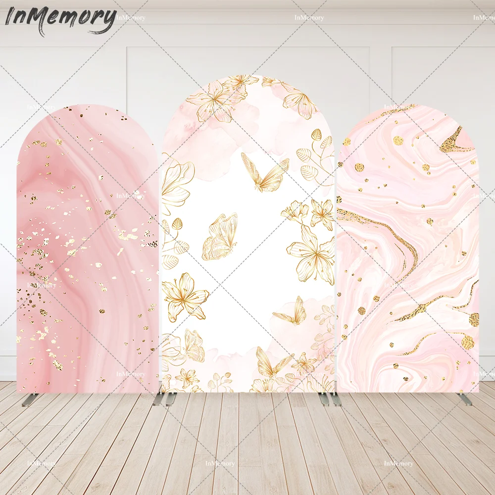 

Pink Marble Baby Shower Decorations Girl Birthday Arch Backdrop Chiara Wall Party Supplies Banner Gold Butterfly Background