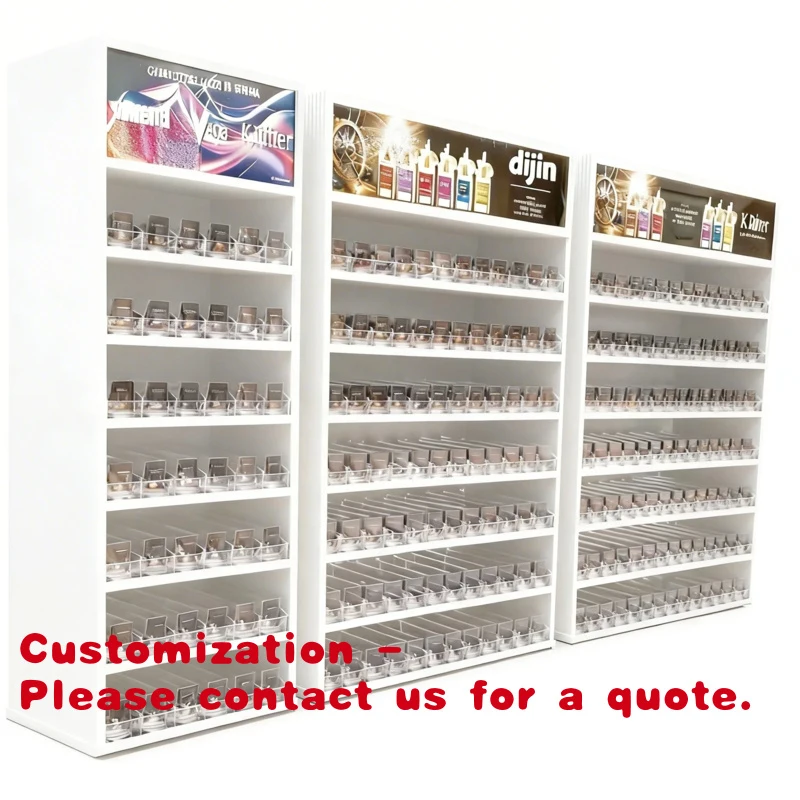 

Customize.White Retail Display Rack with Acrylic Pusher Trays Structure Custom Light Box Beauty & Daily Supplies Display
