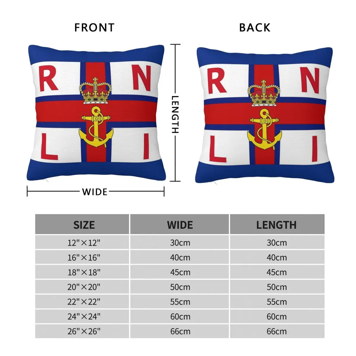 Royal National Lifeboat Institution Flag Square Pillowcase Polyester Linen Velvet Printed Zip Pillow Case Room Cushion Cover