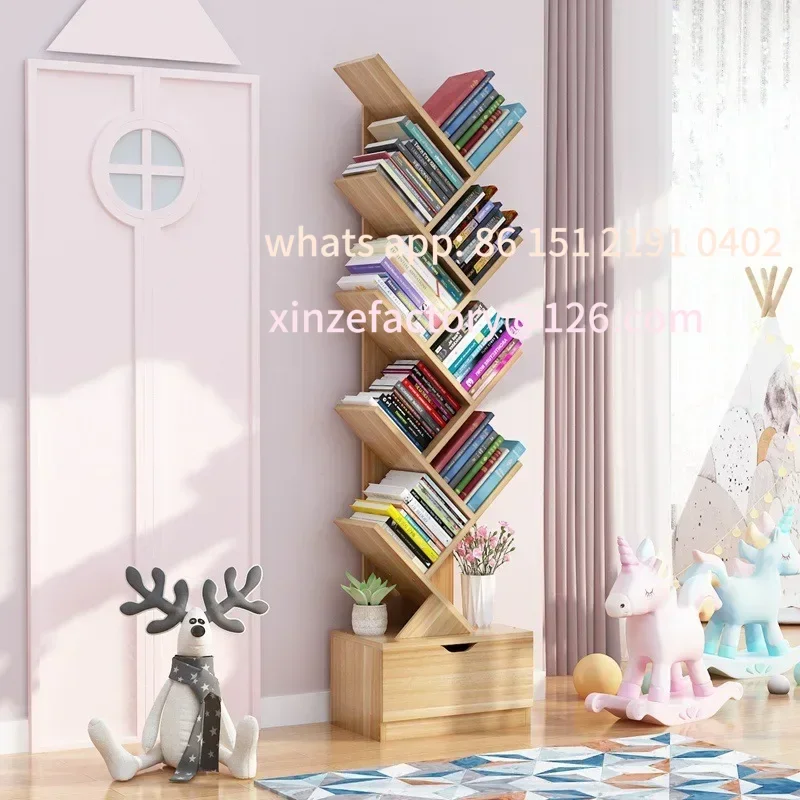

Customizable Modern Tree-Shaped Living Room Storage Bookcase Innovative Home Librar Bookshelf Floor-to-Ceiling Design