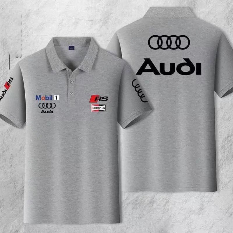 

2025 New Release Audi RS Performance Car Modification Short Sleeve Polo Shirt Turned Collar Half Sleeve T-Shirt Men's Workwear