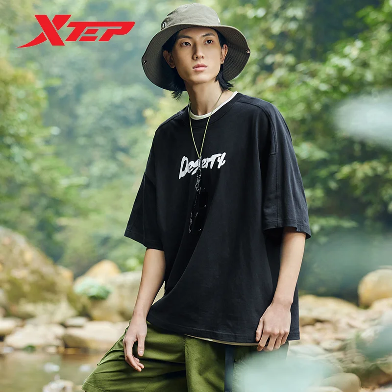 Xtep Short Sleeve Knitted Shirt For Men 2023 Summer Fashion Sweatshirt Comfortable Soft Street Style Tops 877229010065