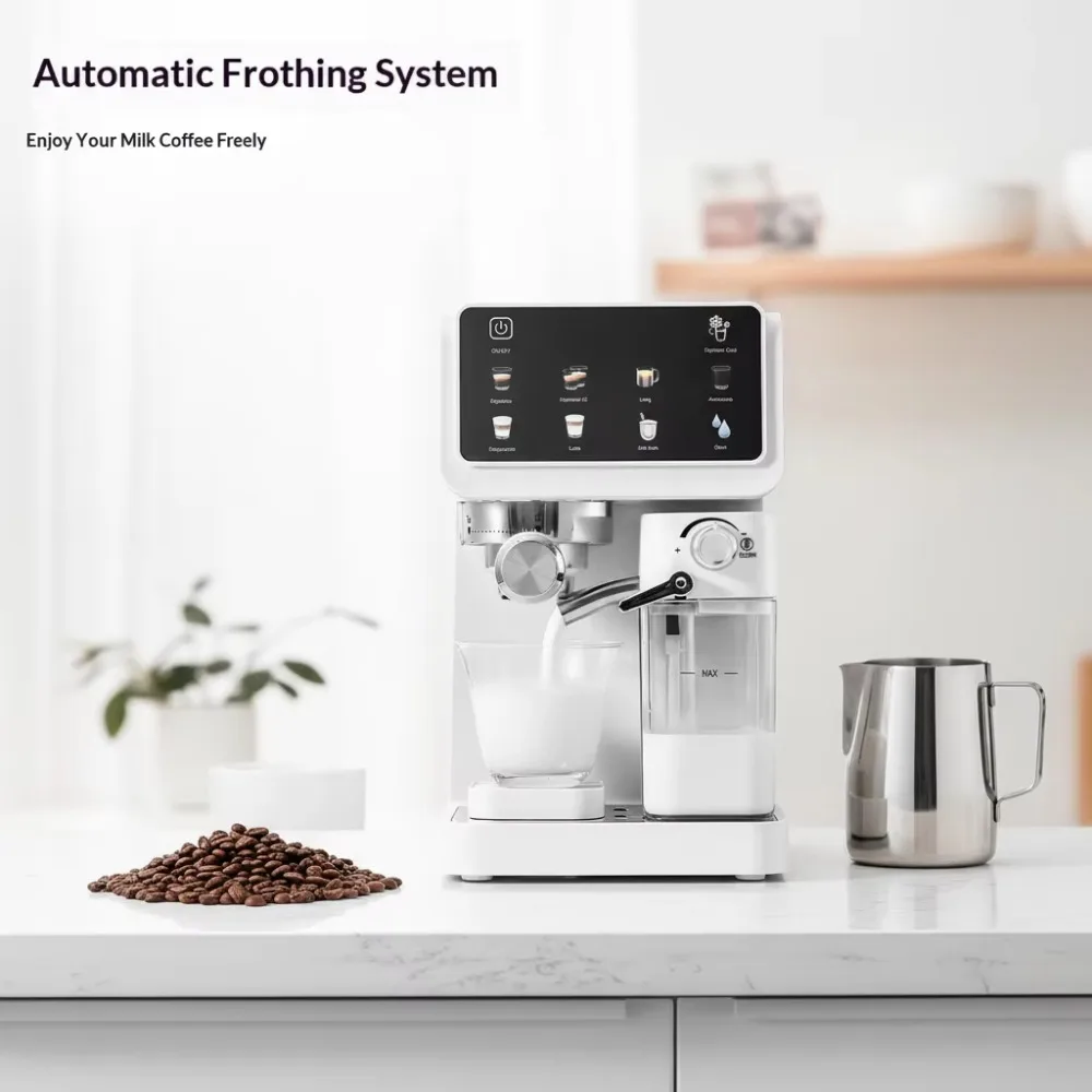 Home-use Espresso Machine with High-pressure Automatic Milk Frothing and Smart Color Screen