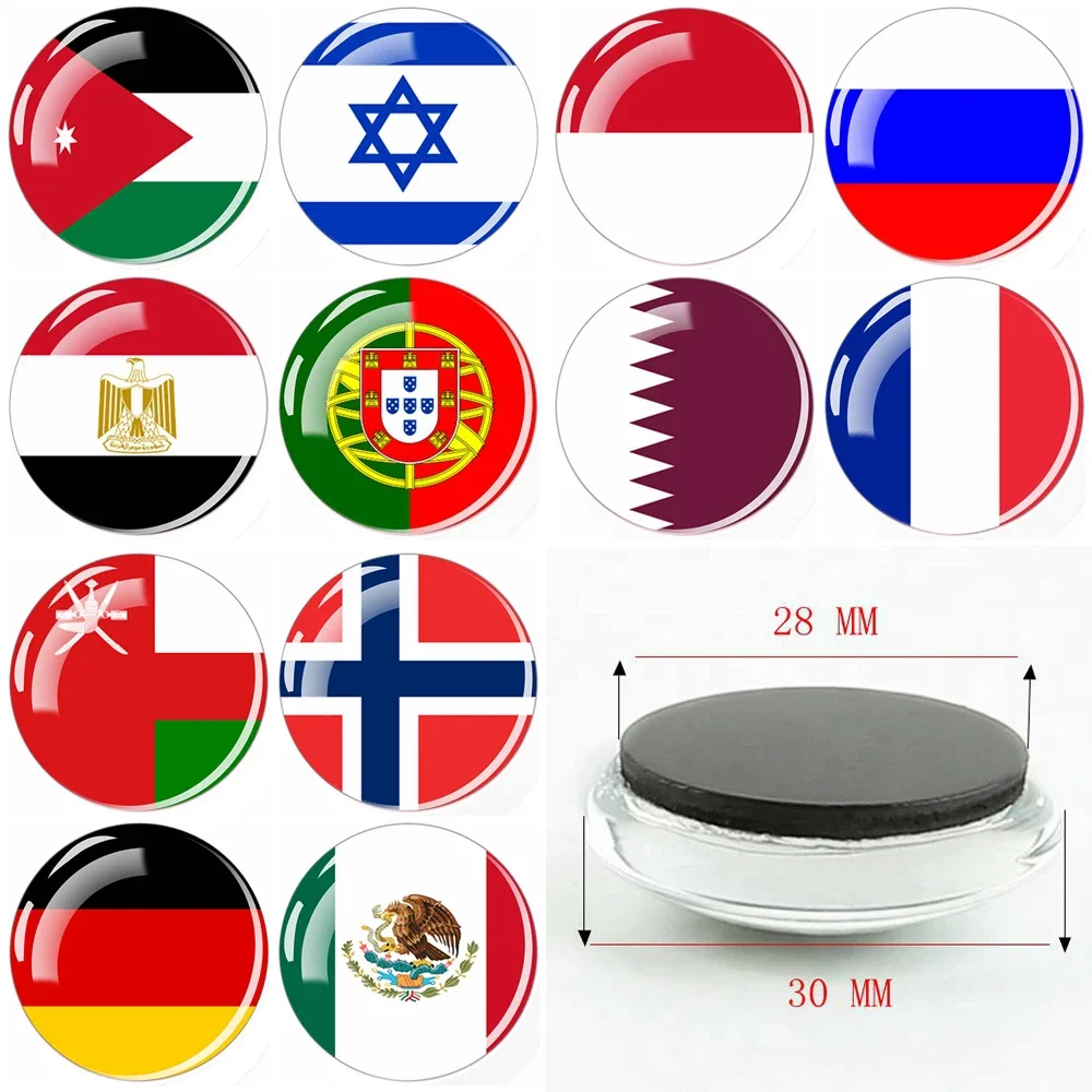 National Flag Refrigerator Magnets Home Decor Glass Cabochon Magnet Fridge Stickers Mexico Egypt France Germany Russia Souvenir