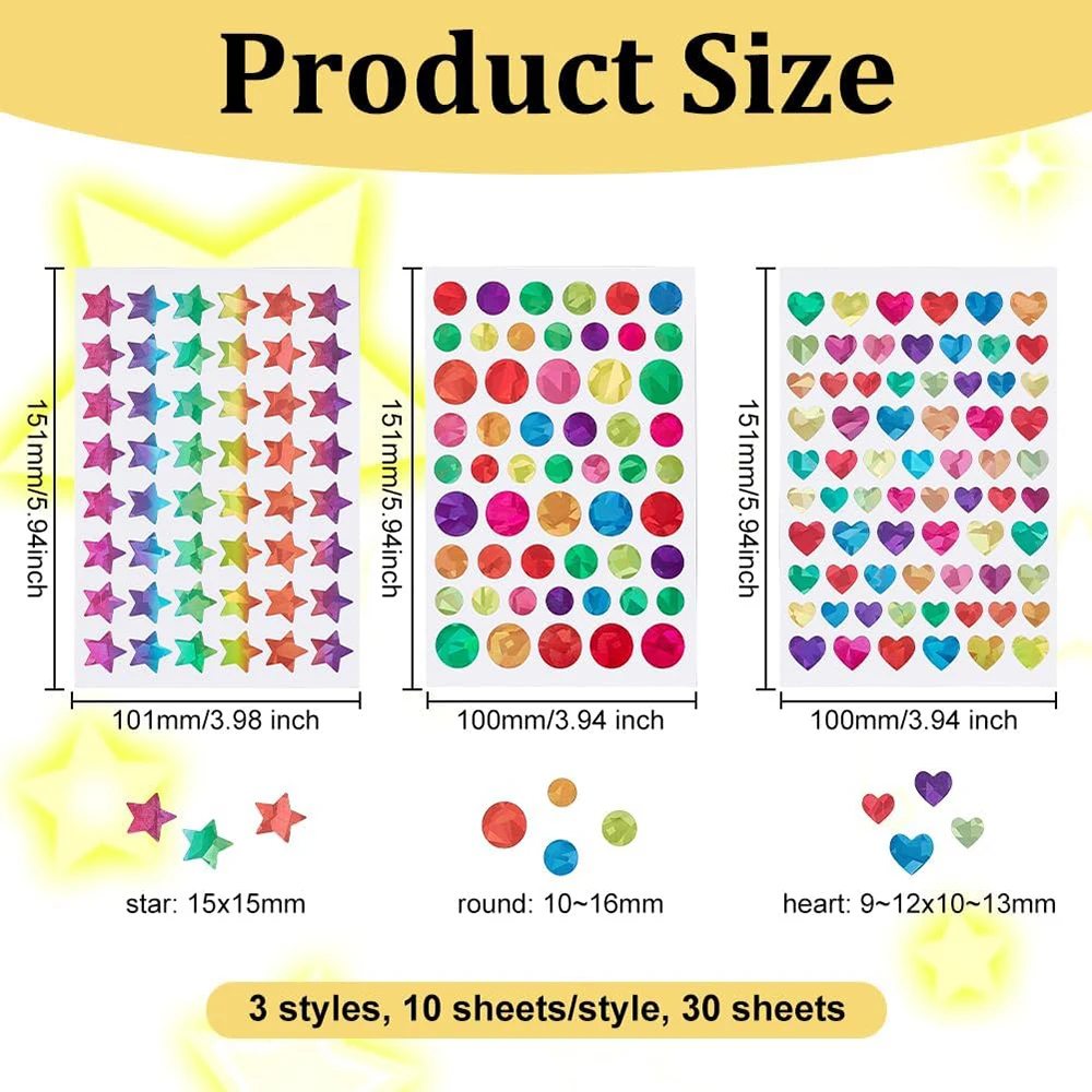 3-45sheet Reward Stickers for Children Colorful Star Heart Dot Behavior Chart Scrapbook Sticker Student Teacher Supplies