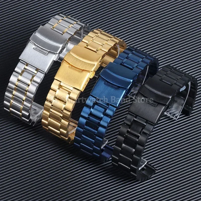 18 مللي متر 20 مللي متر 22 مللي متر 24 مللي متر الفولاذ المقاوم للصدأ حزام ساعة اليد ل Seiko SKX007 ل رولكس منحني نهاية المعادن حزام (استيك) ساعة سوار فاخر الإكسسوار