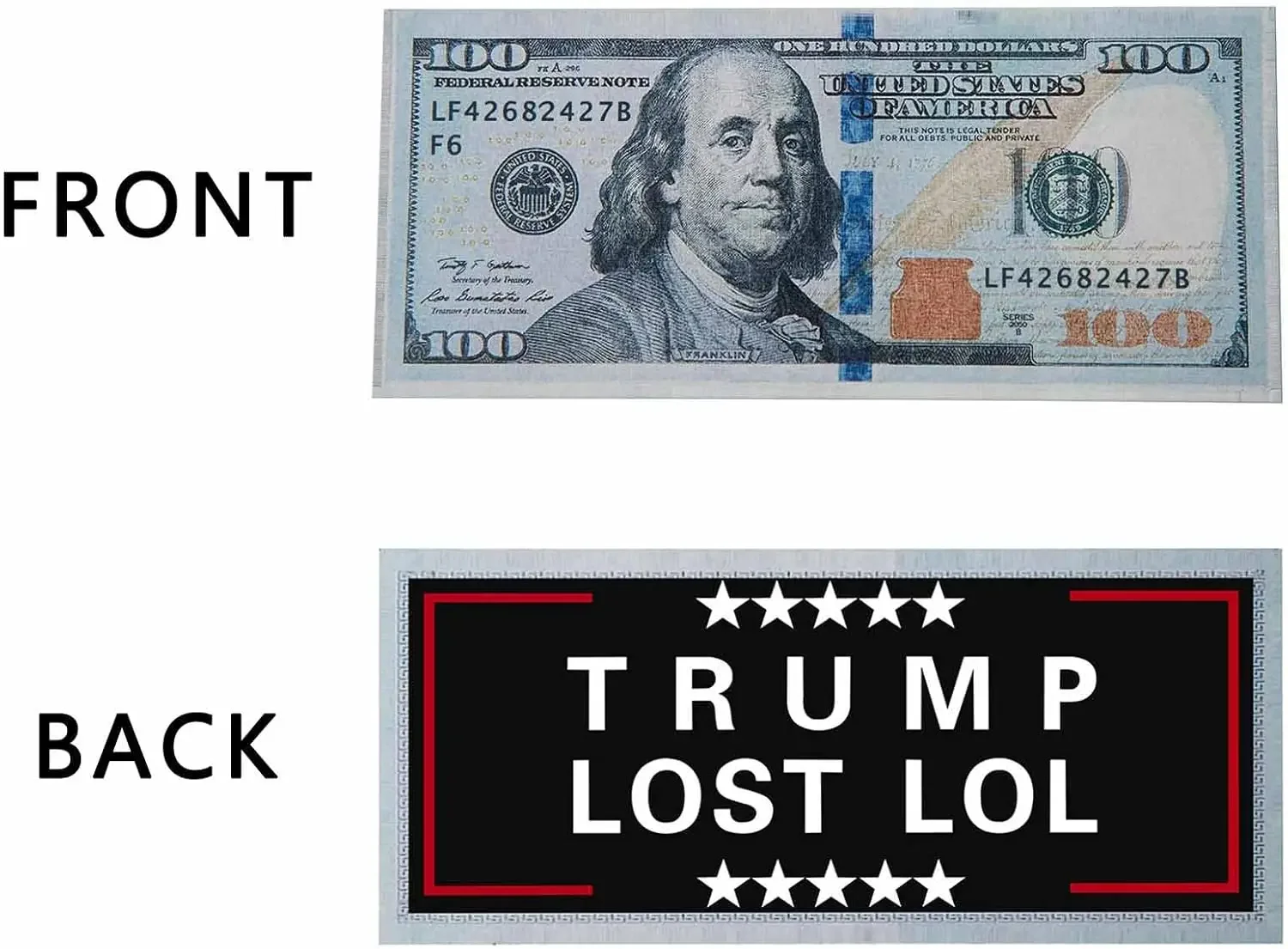 100 Pack Trump Lost 20 Doller 100 Dollar Bills cento Bills Gag Joke Prank Anti Trump Funny $100 $20 Drop Card