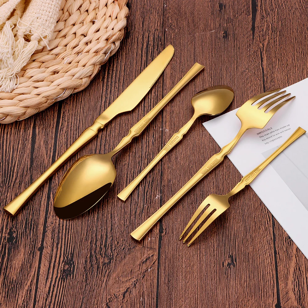 30/35/40Pcs Thin Cutlery Gold Dinner Set Stainless Steel Sliver Tableware Western Knife Fork Spoon Mirror Kitchen Utensils