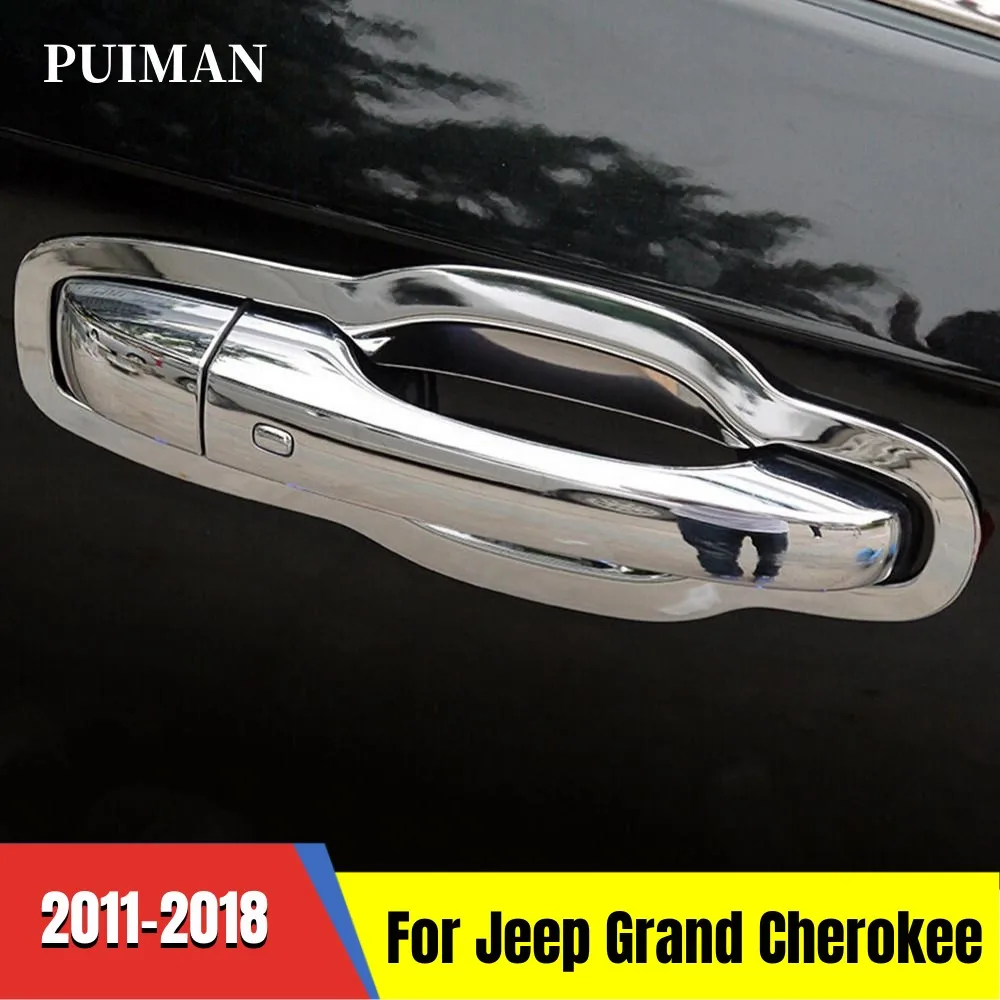 

For Jeep Grand Cherokee 2014-2018 ABS Carbon Fiber Door Handle Cover Car door bowl trim Molding protection Exterior Accessories