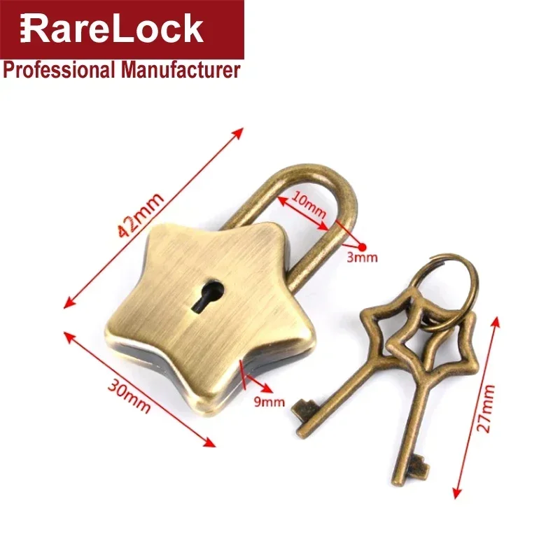 Colorful Star Padlock Key Lock for Lover Wedding Gift Box Diary Cabinet Pray Bless Rarelock MS538 h