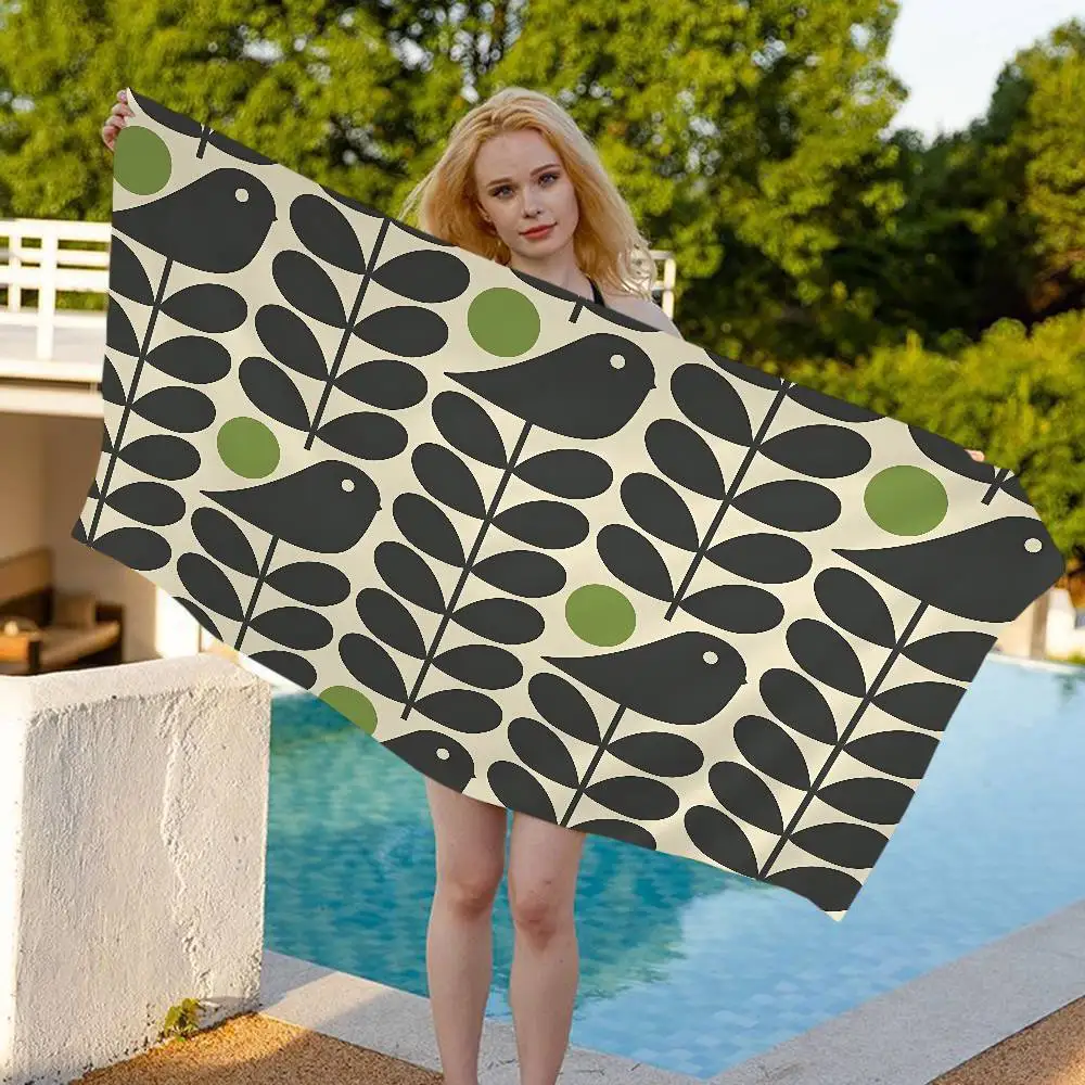 Orla Kiely Leaf Flower Beach Towel Colorful Bath Towels for Girl Microfiber Quick Dry Custom Sand Free Beach Yoga Spa Gym Pool