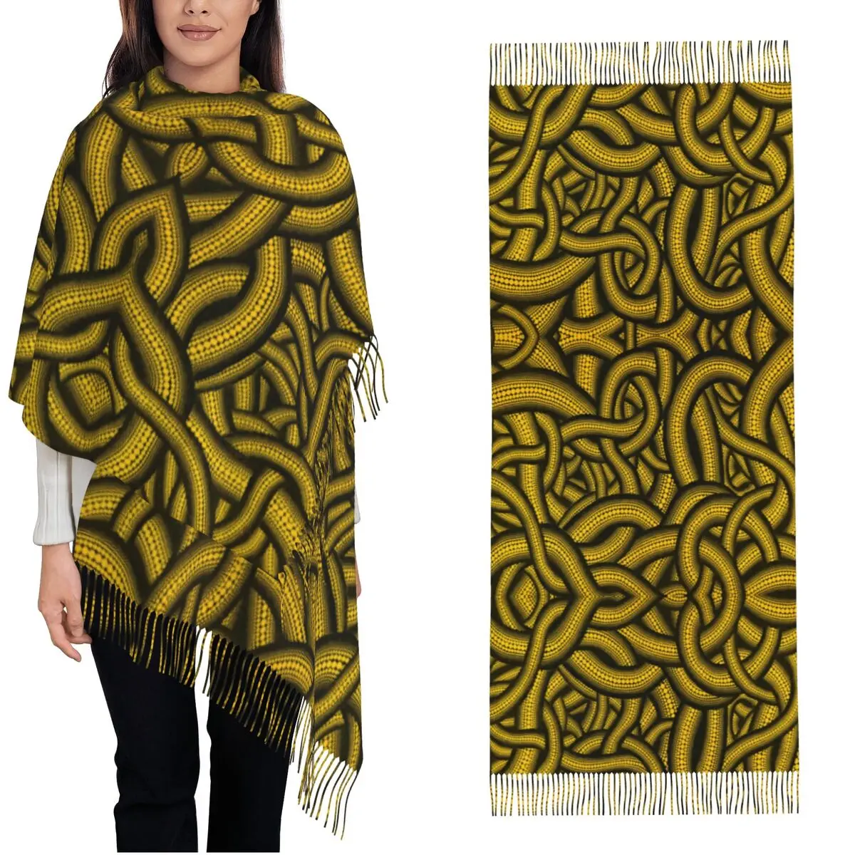 

Womens Tassel Scarf Victoria Mico Yayoi Kusama Large Winter Fall Shawl Wrap Gifts Cashmere Scarf