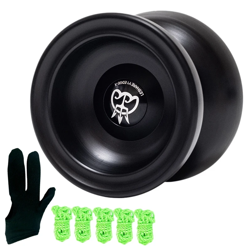 Yoyo profesional tidak responsif, Yoyo paduan aluminium + ekstra 5 senar + sarung tangan Yoyo untuk pemutar canggih