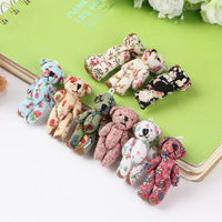 10pcs Mini Joint Bears Plush Toy 4.5cm/3.5cm Cute Floral Plaid Bear Stuffed Plush Doll Girl DIY Keychain Bag Pendant Accessories