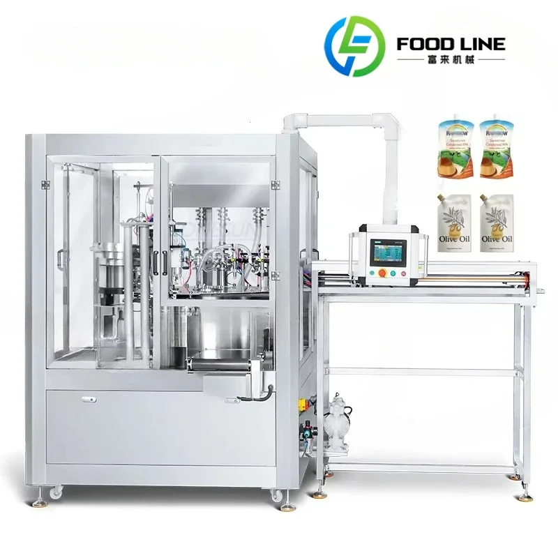 Automatic Rotary Yogurt Juice Drink Paste Liquid Spray Bag Filling and Capping Machine