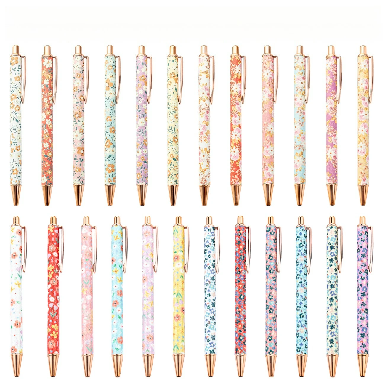 24/12/6 قطعة أقلام فنية على شكل زهرة، أقلام حبر جاف على شكل رصاصة معدنية قابلة للتمديد 1.0 أقلام حبر سوداء هدايا يوميات، مكاتب مدرسية