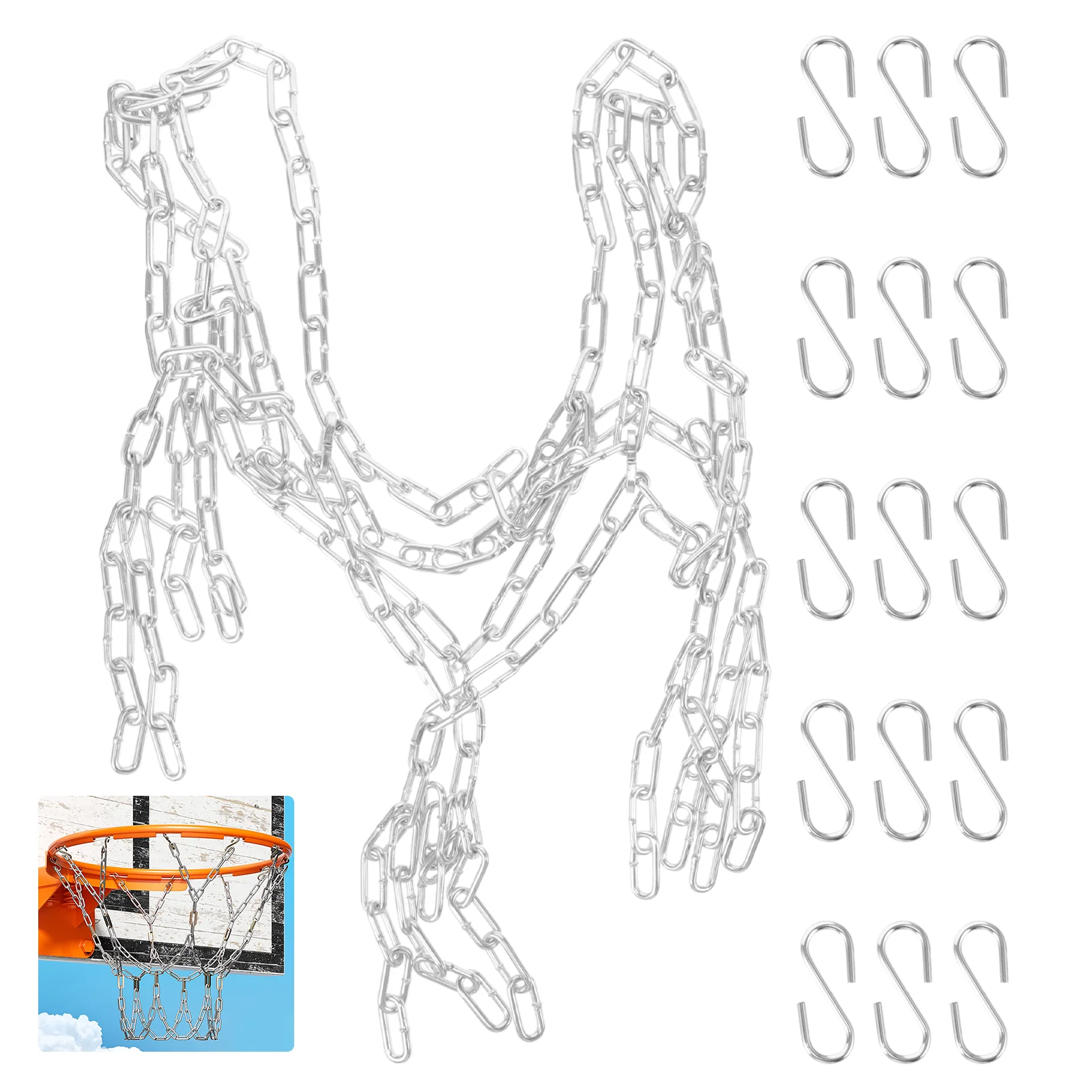 

Basketball Net Indoor Chain Netting for Hoop Post / Holder Outdoor Cast Iron Steel Return Attachment