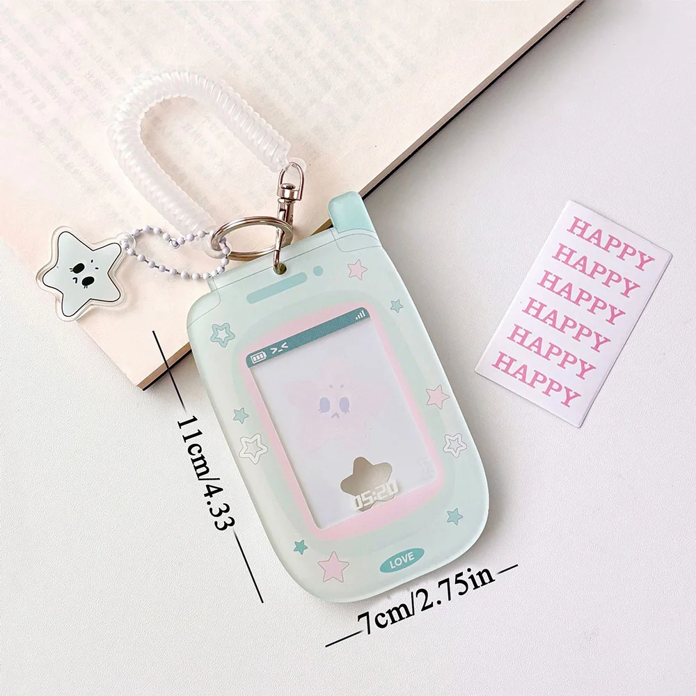 Korean 3 Inch Acrylic Card Holder Photocards Display Credit ID Bank Card Protective Case Keychain Pendant Fashion Phone Shape