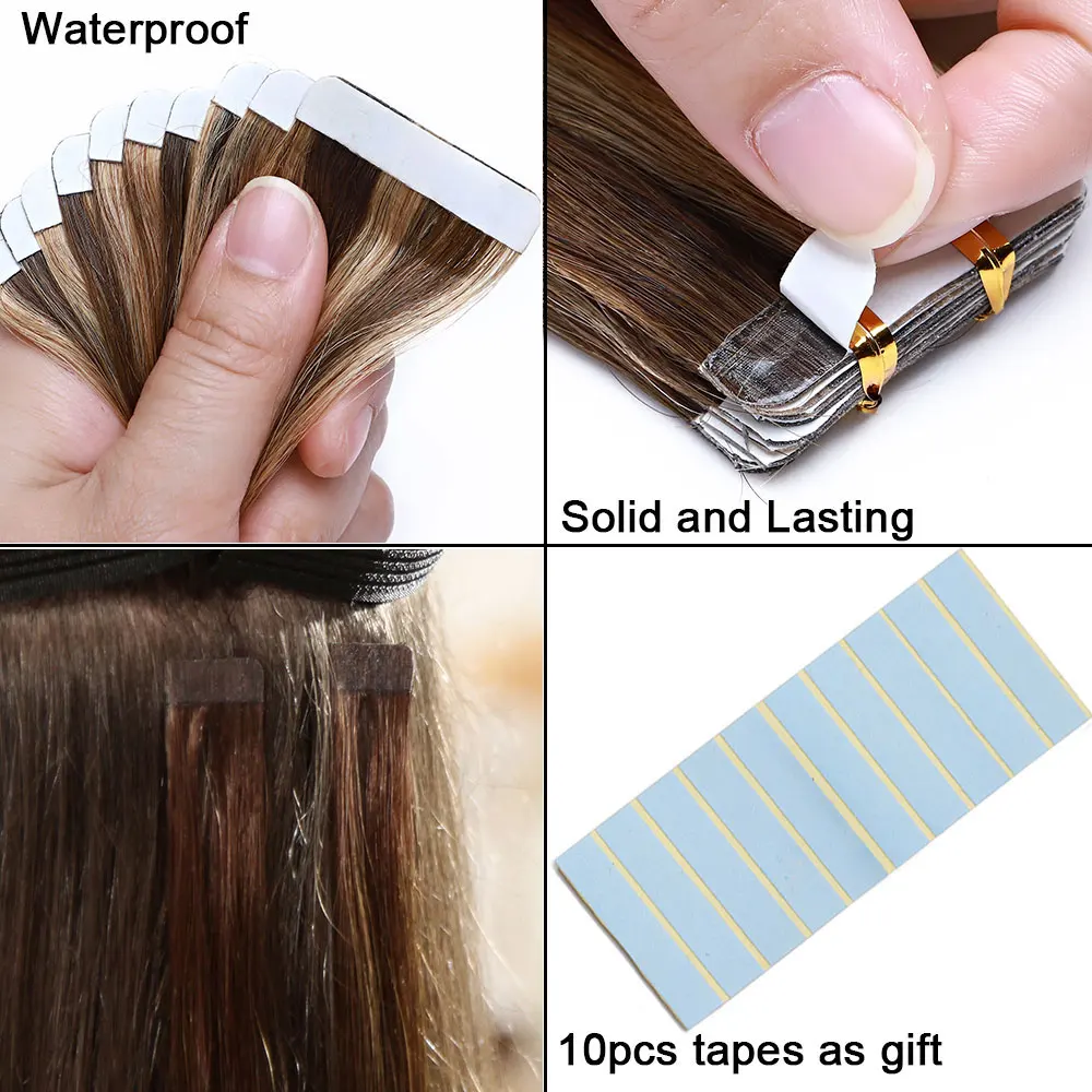 Rich Choices 20Pcs Body Wave Tape In Hair Extension Real Human Hair Skin Weft Adhesive Tape in Extensions For Women 14-24inch