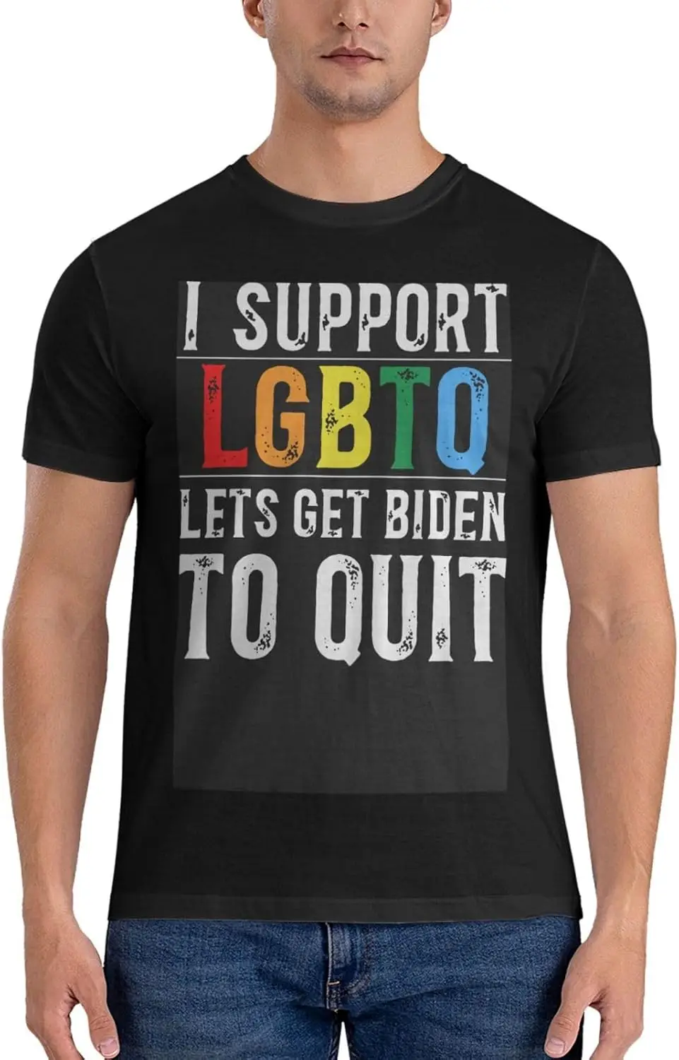 I Support LGBTQ Let's Get Biden to Quit T-Shirt Vintage Short-Sleeve