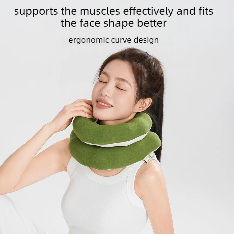Ergonomic Neck Head Pilow Bone Shaped Slow Rebound Memory Foam Neck Pilow 360° Rotatable Support Travel Pillow for Sleeping