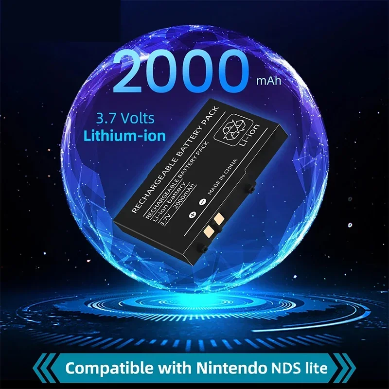 Nova bateria de íon de lítio OSTENT NDS recarregável 3.7V 2000mAh + kit de ferramentas para Nintendo DSL NDS Lite