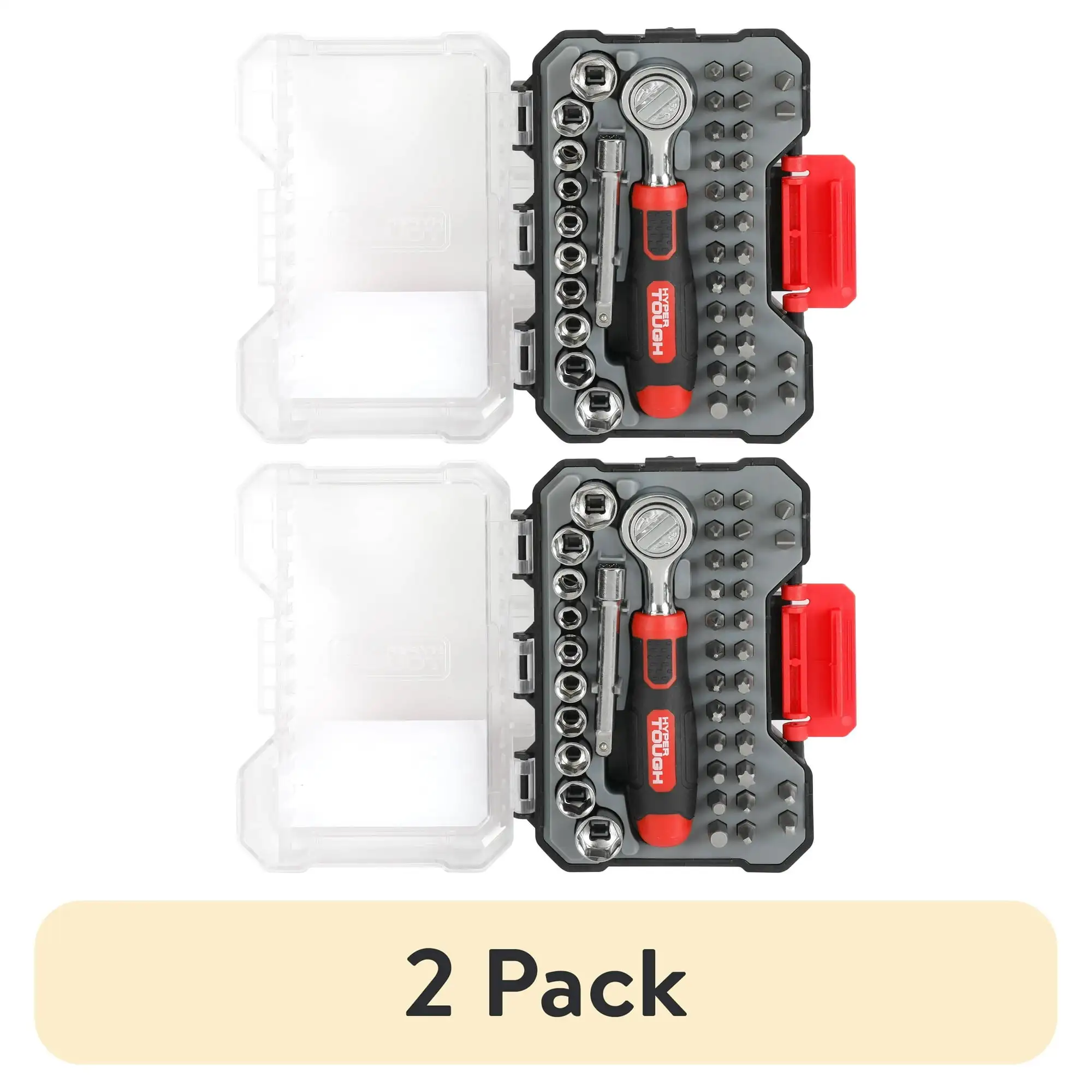 

(2 pack) Hyper Tough 40-Piece Socket and Bit Set in Click Fit Case