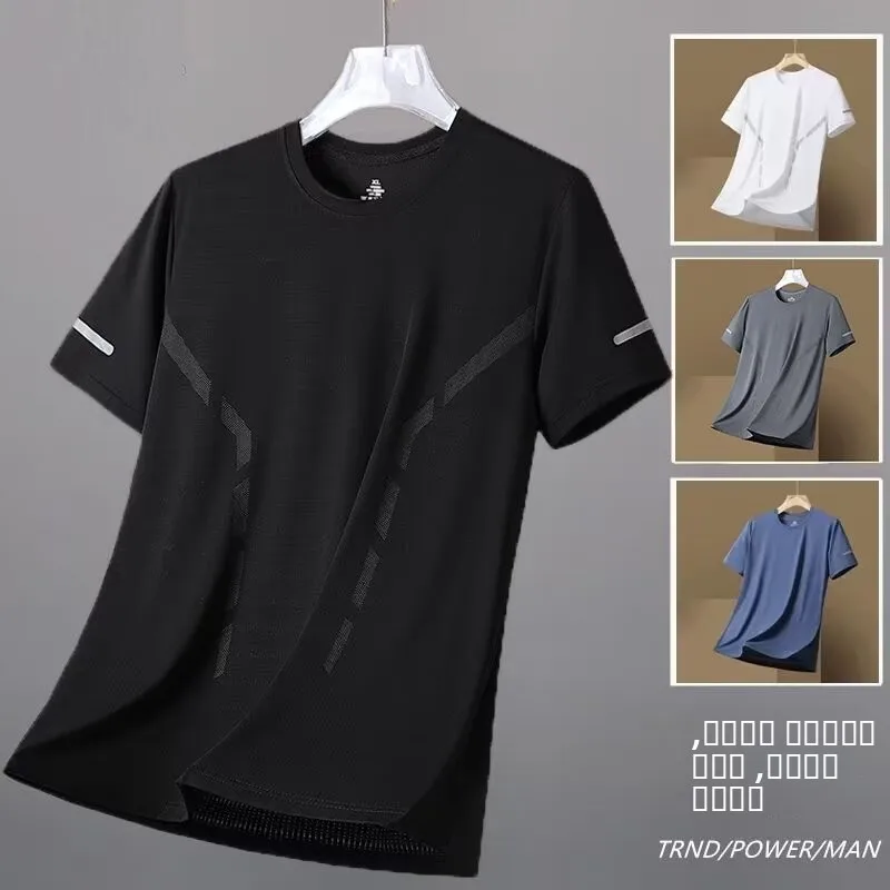 

Женская футболка из ледяного шелка с коротким рукавом, тонкая, спортивная, быстросохнущая, дышащая, летняя, в корейском стиле, свободного кроя, с круглым вырезом