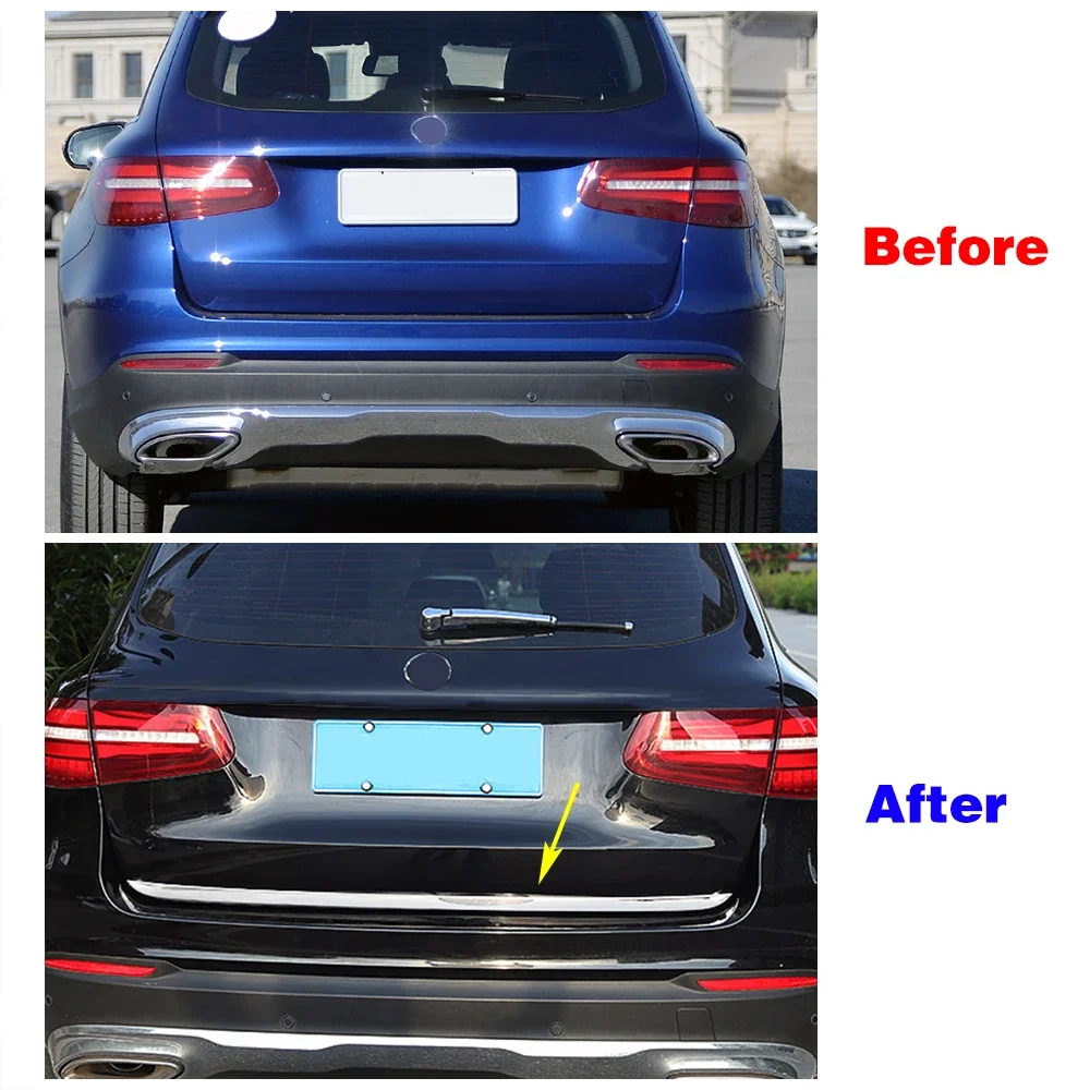 For Mercedes Benz GLC Class X253 2015 2021 Car Styling Exterior Part Refit Rear Trunk Tailgate Strip Garnish Trim Chrome Sticker