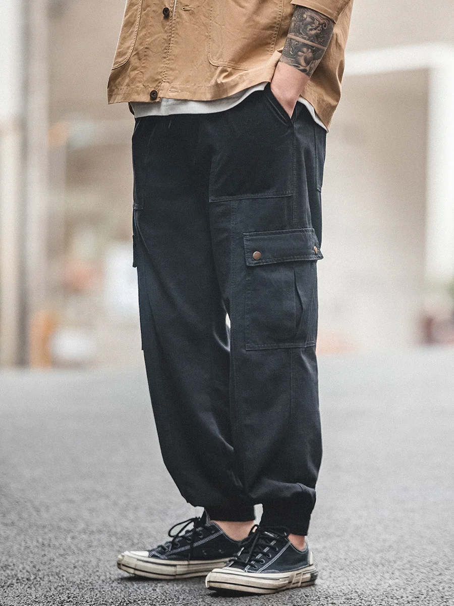 

Maden American Sle Casual Bla Workwear Straight Leg Cotton Pants Men's Autumn Lantern Trousers Spor Loose Fit