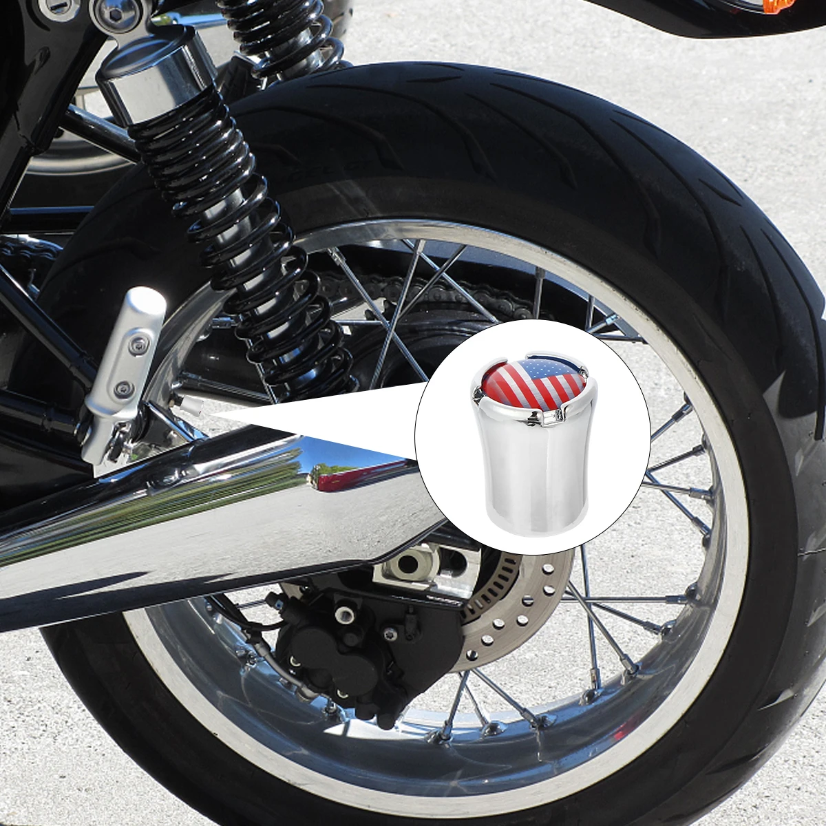 

4pcs Stem Car Tire Cap Stainless Steel Valve Cap USA Flag Prevent Leakage Easy Installation Wide Application For Cars Home Use