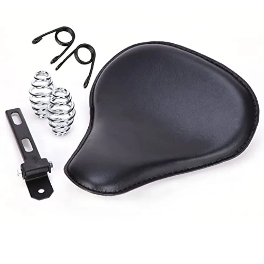 

Black Motorcycle Cushion Spring Solo Seat compatible with Honda Rebel 250 300 500 Refit Harley Sportster XL1200 883 Chopper Bob
