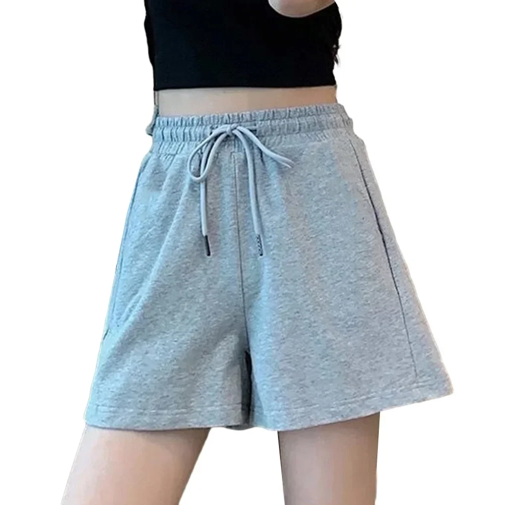 Women Sports Shorts Large Size Adjustable Casual Pants Elastic Waist High-waist Korean Style Laces Loose Slimming