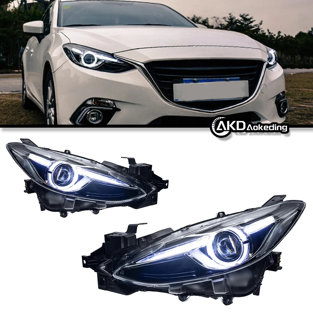 Auto Parts For Mazda 3 Axela Headlights2014-2016 latest Styling LED Daytime Lights Dual Projector Car Accesorios Modified