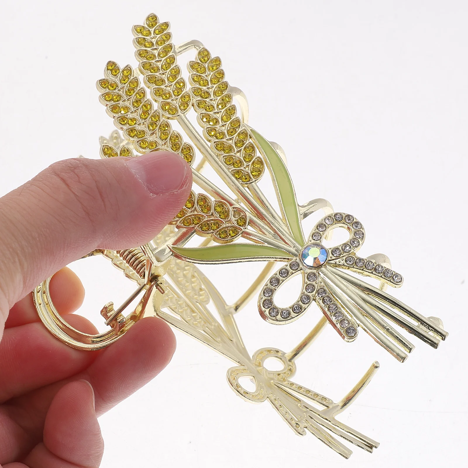 

Wheat Hair Claw Clip Metal Accessories Girls Jaw Clips Hairpins Rhinestone Back Head Thick Hair Styling Durable Everyday