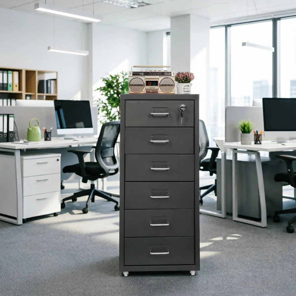 6-Schubladen Mobiler Vertikaler Aktenschrank Metall-Aktenschrank mit Schloss Büro-Ablagefach für A4 F4 Letter Legal - Montage Erforderlich