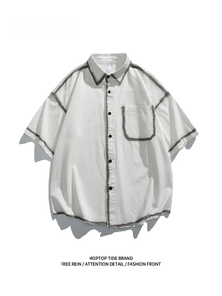 

MMOPTOP Summer Casual Loose Fit ort Sve irt ex Breathable Cotton Faion Outerwear for Commuting And Casual Wear