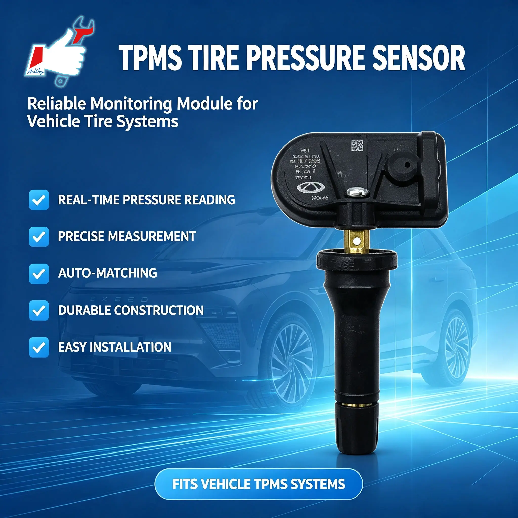 Custom Fit Car Tire Pressure Monitoring Sensor For Exeed Exlantix Sterra ET 2024-2026 High Accuracy Tire Pressure Sensor 433MHZ