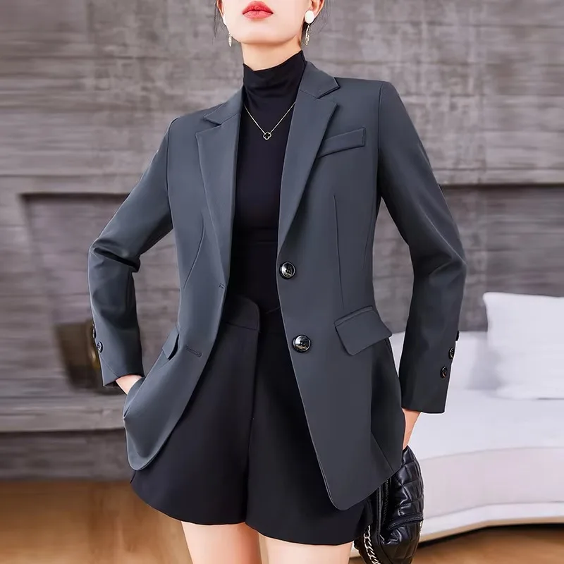 

Insozkdg женский пиджак осень-зима топ с длинными рукавами 2024, новая мода, элегантное однотонное универсальное пальто с разрезом сзади, модное