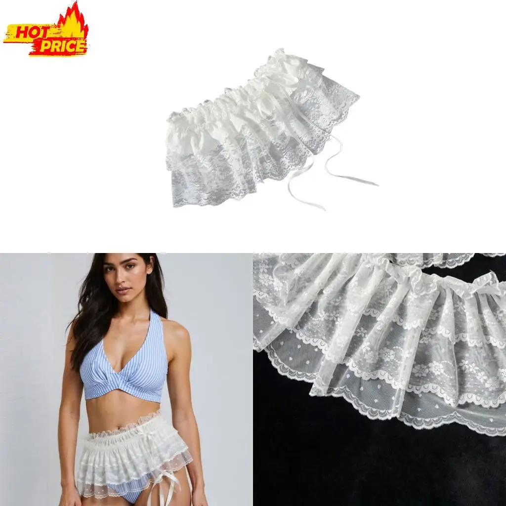 

Elegant Balletcore Mesh Ruffle Skirt Cover For Jeans And Summer Outfits