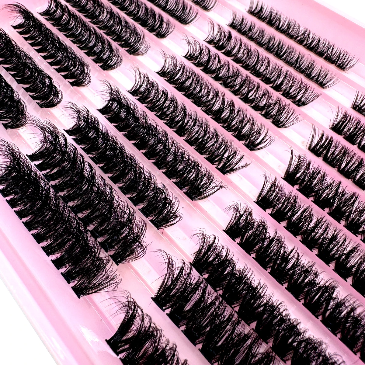 5D flauschige dicke Wimperncluster C/D Curl Wispy Einzelwimpern 290 Fächer 60+80+100 Mix Wimpernverlängerungen Falsche Wimpern