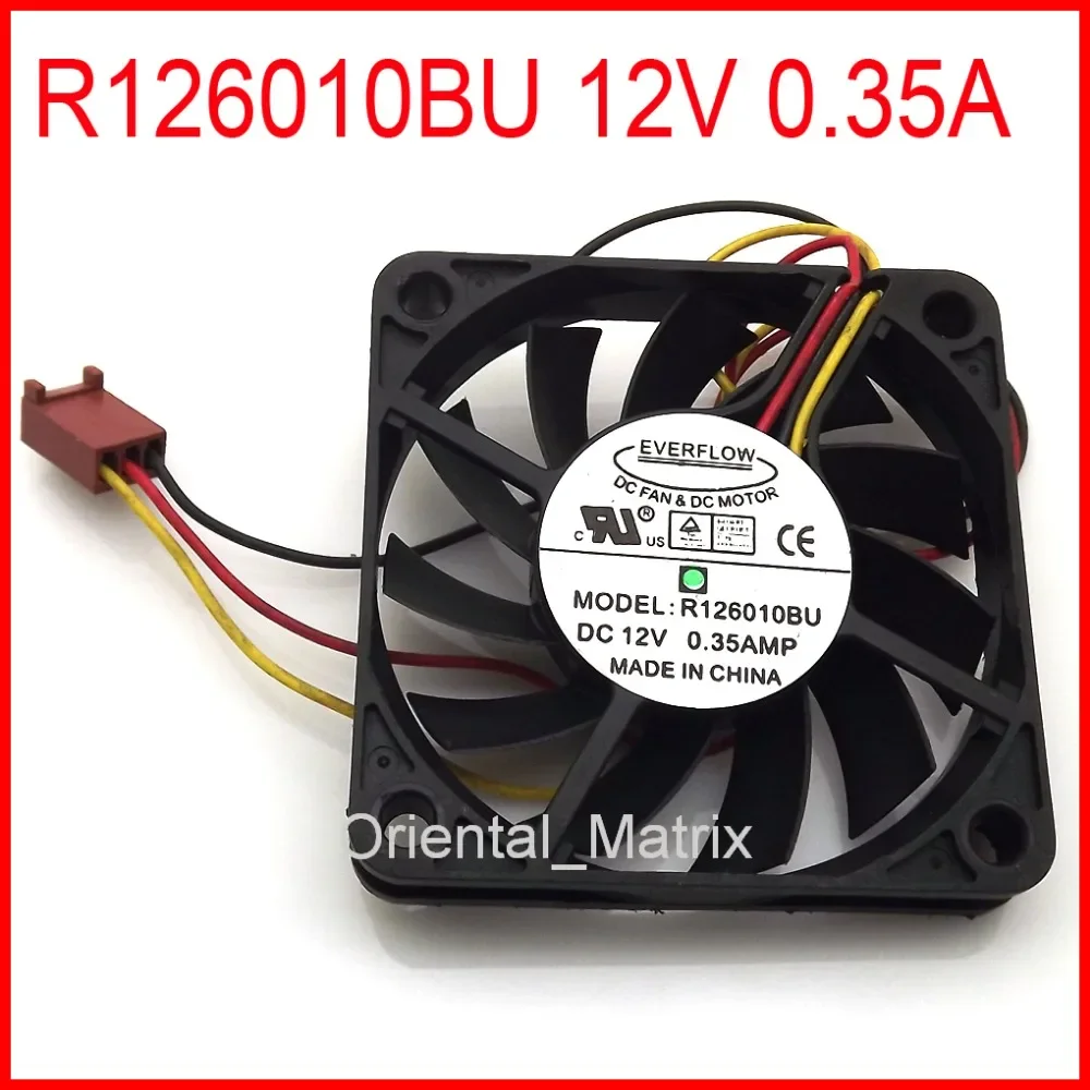 Free Shipping R126010BU 60x60x10mm CPU Fan 12V 0.35A 3Pin Computer CPU Cooler Cooling Fan