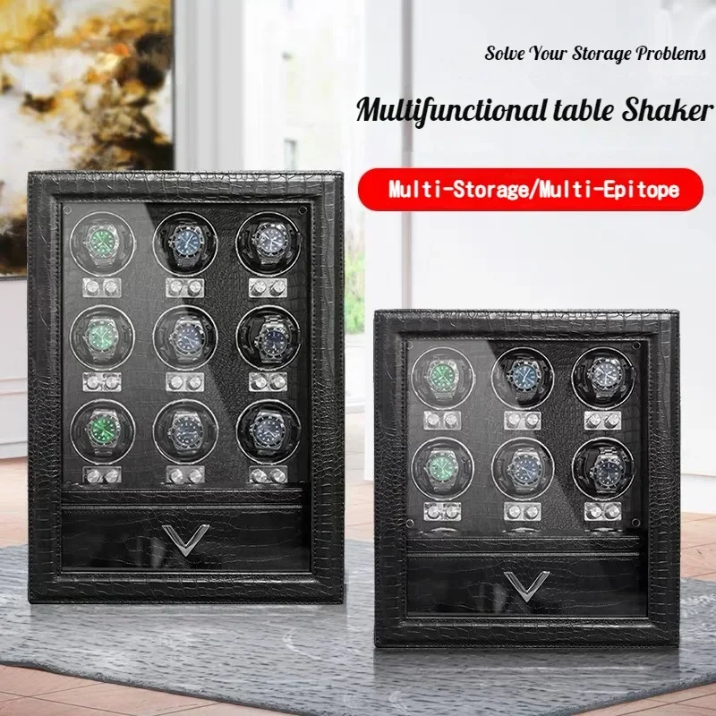 Top Brand Mechanical Automatic Watch Winder Luxury Wood Watch Box with LED Light and Lid Sensor Watches Storage Safe Jewels Box