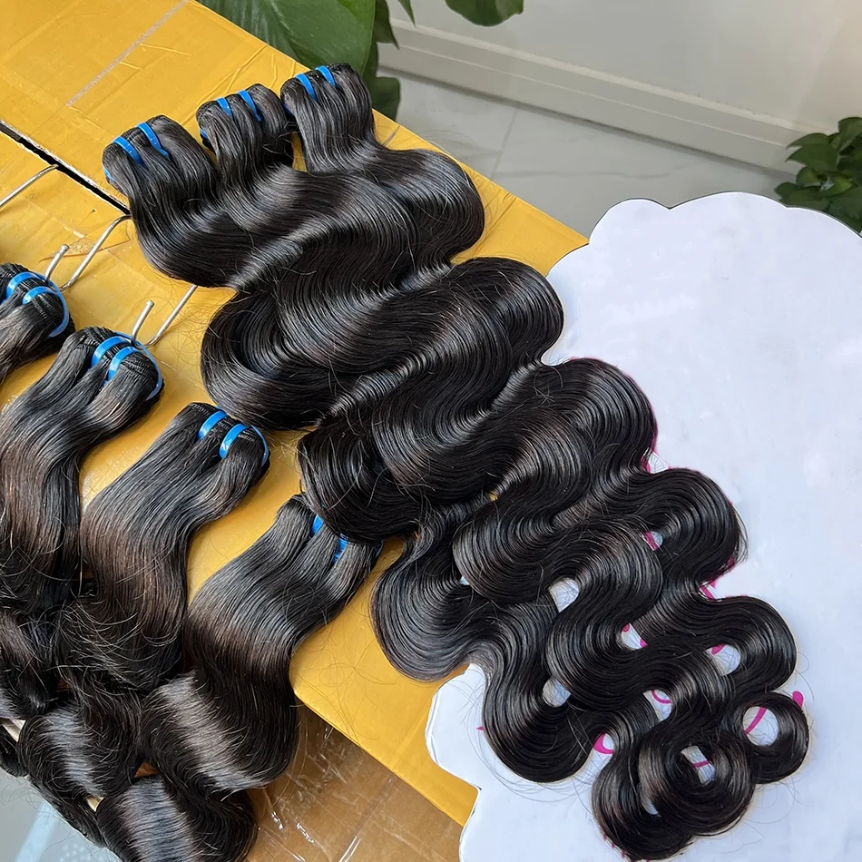 12A Body Wave Human Hair Bundles Extensions Weave #1B Natural Color Full 30inch Raw Virgin Hair Can Dye For #613 Color For Women