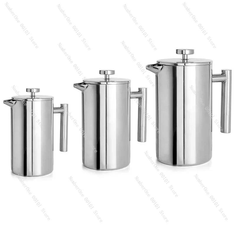 

304 stainless steel French press pot Hand brewing coffee pot Double layer French filter press pot Tea brewer Tea brewer