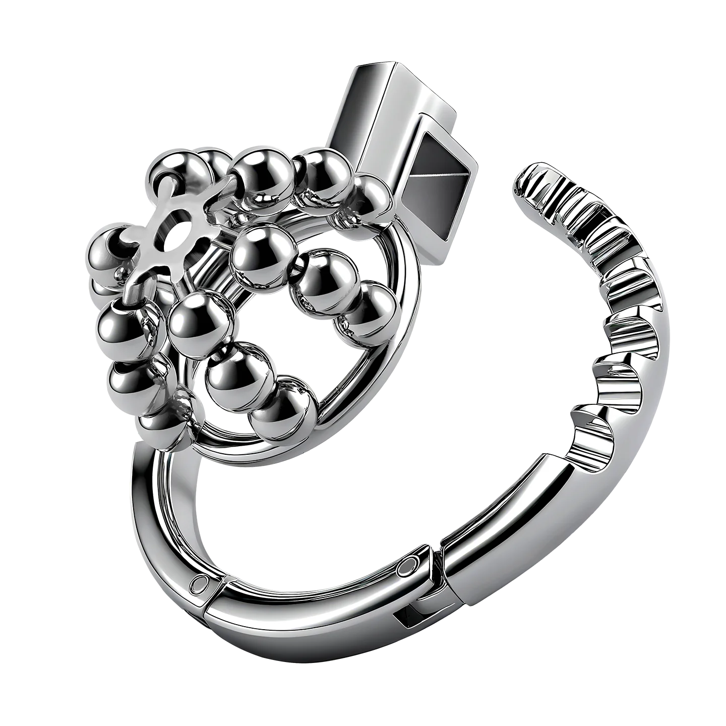 Steel Balls Decor Fashion Men's Chastity Lock Adjustable Sexy Hollow Out Metal Penis Rings Delay Ejection Couple Bondage Toys