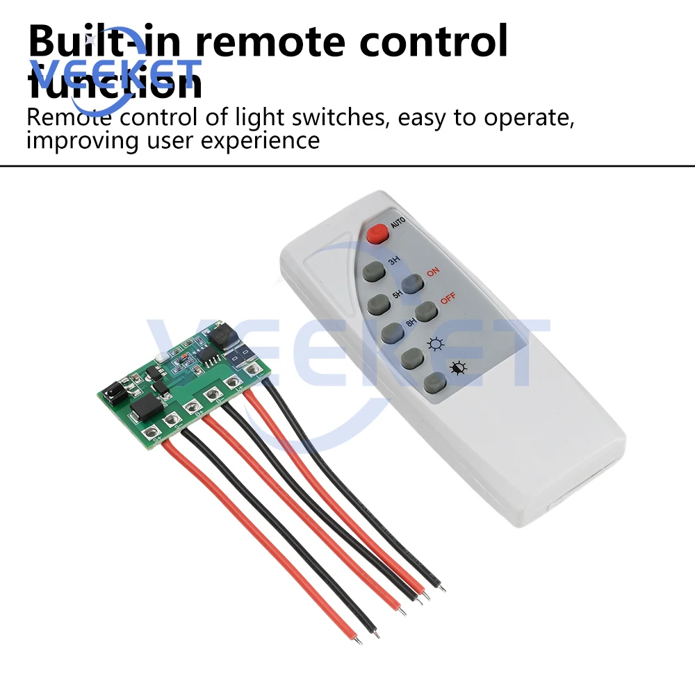 

Solar Light Driver Control Board 3.2V~12.8V IR Remote Control Timing Control LED Light Driver Switch for Solar Powered Systems